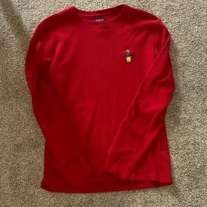 Polo by Ralph Lauren Red Knit Top with Bear Embroidery